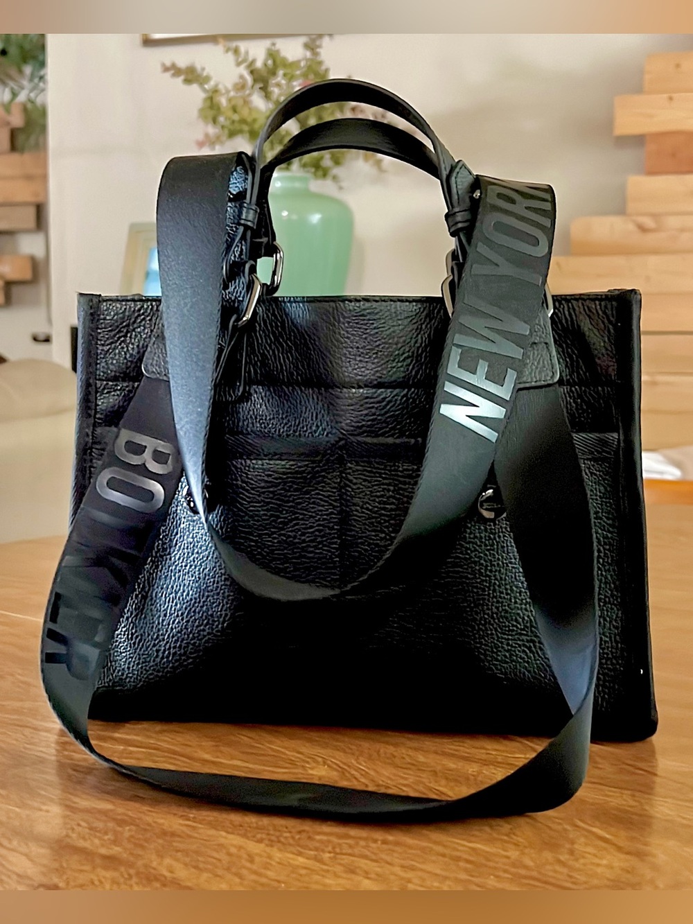 Botkier New York Women’s Black Leather Bedford Bite Size Structured Leather Tote